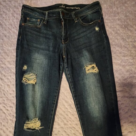 Soho NY&Co Distressed Curvy Cropped Legging Jeans Size 8 - Picture 2 of 9